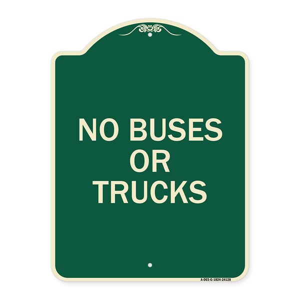 Driveway No Buses or Trucks Heavy-Gauge Aluminum Architectural Sign, 24" x 18", G-1824-24128